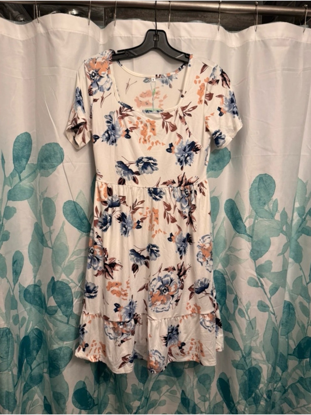 Floral Scoop Neck Short Sleeve Dress